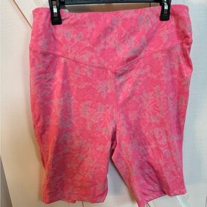 ZELOS Pink Patterned High-Waist Athletic Shorts